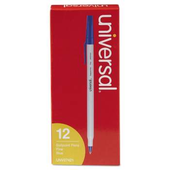 UNIVERSAL Economy Ballpoint Stick Oil-Based Pen Blue Ink Fine Dozen 27421