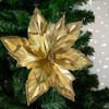Northlight 24" Metallic Gold Sequin Poinsettia Christmas Stem Spray - 2 of 4