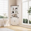 Tall Corner Cabinet with Glass & Barn Doors, Farmhouse Pantry Hutch with Adjustable Shelves - 2 of 4