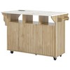 Homy Casa 55.5" Fluted Kitchen Island with Drop Leaves, Power Outlet & Storage Cabinets - 2 of 4
