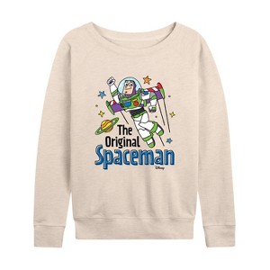 Women's - Disney - The Original Spaceman Lightweight French Terry Wide Neck Long Sleeve Shirt - 1 of 4