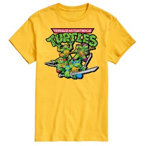 Men's - Teenage Mutant Ninja Turtles - Gaming Group And Logo Short Sleeve Graphic T-Shirt - 1 of 4