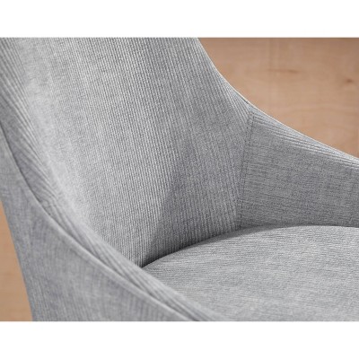 Modern Swivel Corduroy Gray Counter Stools with Walnut Wood Legs - Set of 2