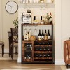 WATARRAN Coffee Bar Cabinet with Wine Rack and Glass Holder, Kitchen Sideboard Buffet Cabinet with Wine Rack Storage - 2 of 4
