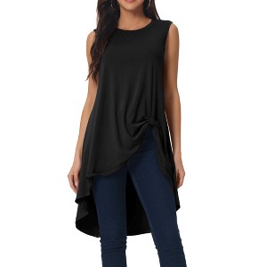 Seta T Women's High Low Hem Sleeveless Crew Neck Dressy Casual Shirts - 1 of 4