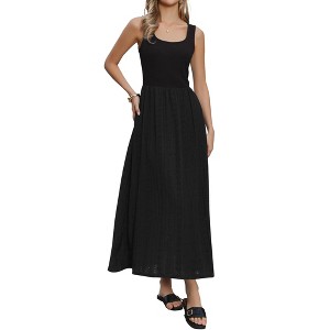 INSPIRE CHIC Women's Sleeveless Square Neck Casual Swing Summer Boho A-Line Maxi Dresses - 1 of 4