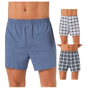 INSPIRE CHIC Men's 3 Pack Elastic Waistband Plaid Printing Boxer Shorts - 1 of 4
