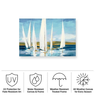 Julia Purinton Blue and White Sailboats Canvas Print 12x19