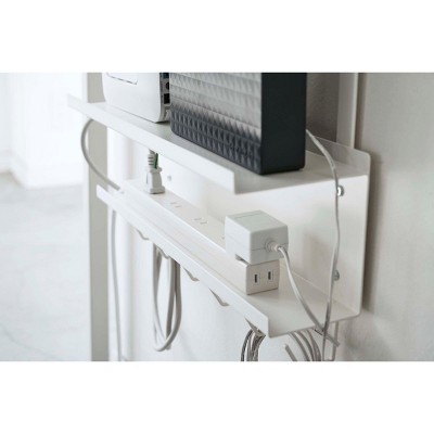 Black Steel Under-Desk Cable and Router Storage Rack