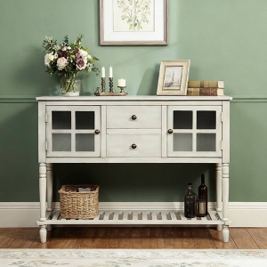 Hostack Farmhouse Console Table with Bottom Shelf and Storage for Living Room, Antique Grey - 1 of 4