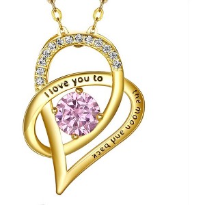 Moon Heart Pendant Necklace for Women Cubic Zirconia Sterling Silver Ginger Lyne Collection - 1 of 4
