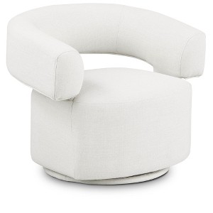 Meridian Furniture,Niya Cream Linen Textured Fabric Swivel Accent Chair - 1 of 4