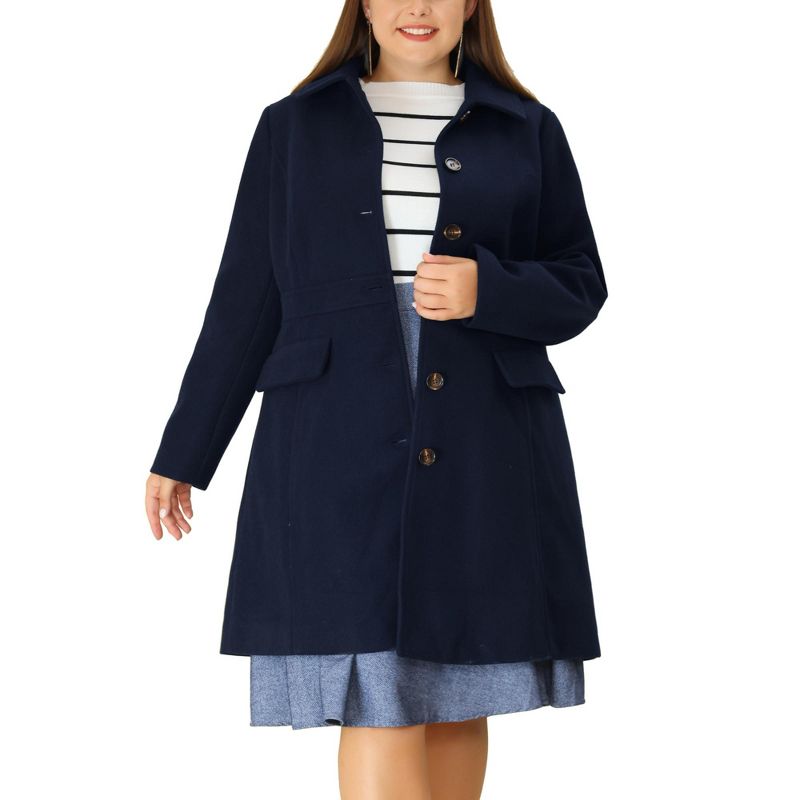 Agnes Orinda Women's Plus Size Winter Outerwear Single Breasted Long Overcoats, 1 of 6