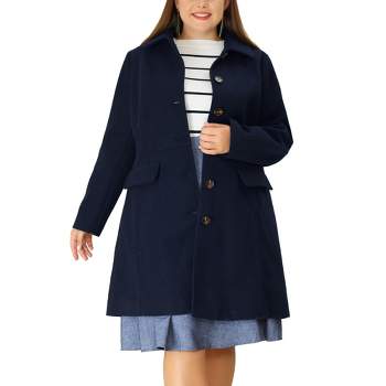 Agnes Orinda Women's Plus Size Winter Outerwear Single Breasted Long Overcoats