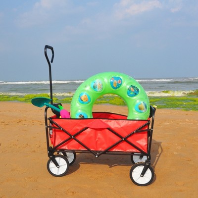 SKRAN Folding Collapsible Utility Heavy Duty Beach Wagon,150 lbs Capacity Outdoor Grocery Portable Wagon Cart with Handle for Camping,Outdoor,