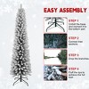 6FT Flocked Pencil Christmas Tree Ã¿ Slim PVC Tree with 358 Snowy Tips, Space-Saving Design, Realistic Snow Effect, Sturdy Metal Stand, Easy Setup - 3 of 4