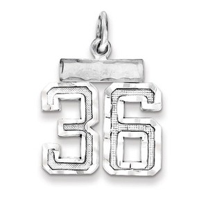Black Bow Jewelry Sterling Silver, Varsity Collection, Small D/C Pendant, Number 36 - 1 of 4