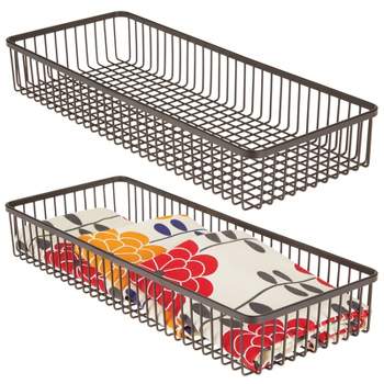 mDesign Metal Farmhouse Kitchen Cabinet Drawer Organizer Basket