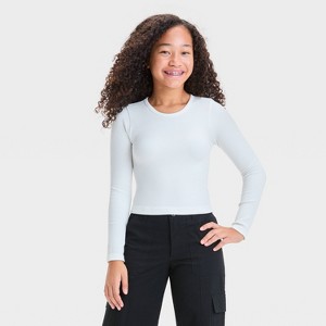 Girls' Long Sleeve Ribbed Seamless T-Shirt - art class™ - 1 of 3
