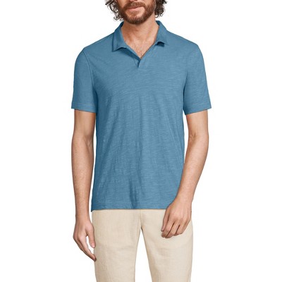 Lands' End Men's Short Sleeve Slub Johnny Collar Polo