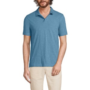 Lands' End Men's Short Sleeve Slub Johnny Collar Polo - 1 of 3