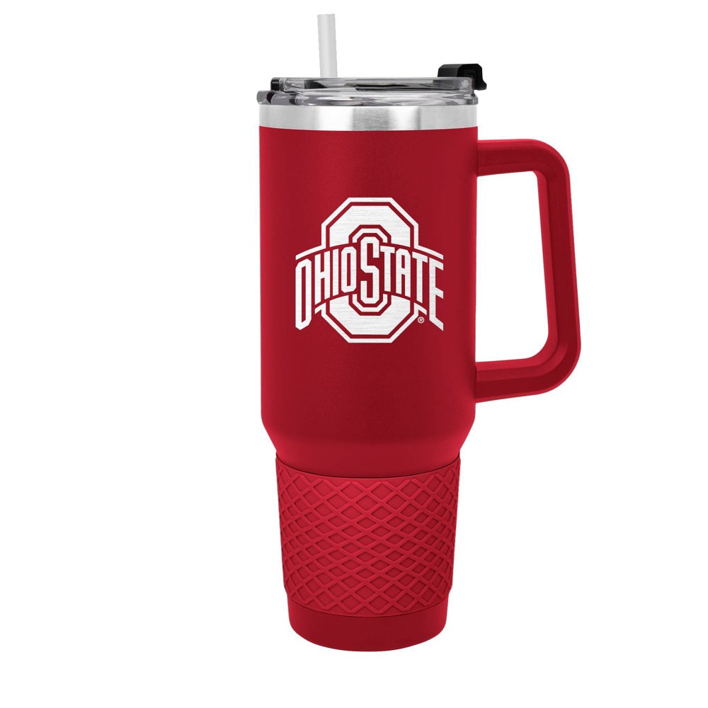 Photos - Glass NCAA Ohio State Buckeyes Colossus Travel Mug - 40oz: Stainless Steel, Dual Lid, Silicone Grip, Includes Straw