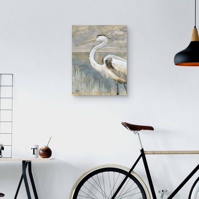 22" x 28" Golden Heron Coastal Canvas Wall Art