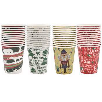 Christmas Party Cups Kids Table Cup Lids/straws Disposable Reindeer Elf  Tree 