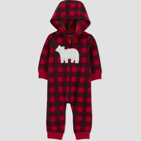 Hoodie Onesie Jumpsuit Pajama in Buffalo Plaid Fleece for Boys & Girls Red  : : Clothing, Shoes & Accessories