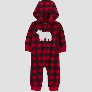 Carter's Just One You® Baby Boys' Buffalo Checkered Bear Jumpsuit - Red