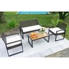 TiramisuBest 4-Piece Patio Furniture Set Outdoor Balcony Porch Garden Backyard Lawn Furniture Acacia Wood Table Top, Morden Black and Light Brown - 2 of 4