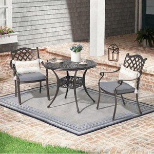 SUGOLD 3 Piece Patio Furniture Dining Set, Cast Aluminum Outdoor Dining Chairs and Table Set with Umbrella Hole, Stackable Chairs, Antique Bronze - 1 of 1