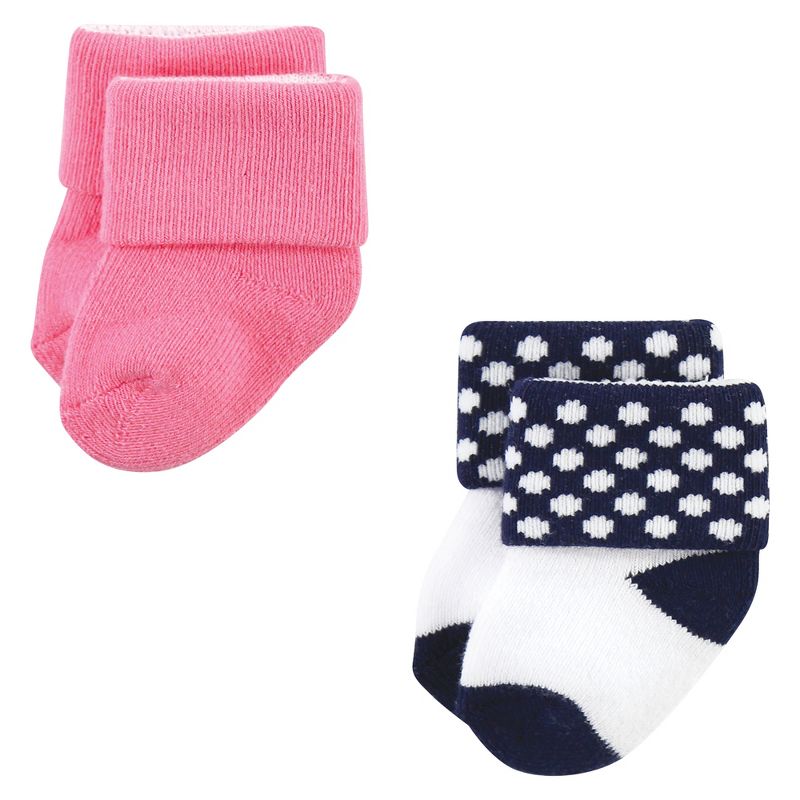 Luvable Friends Infant Girl Newborn and Baby Terry Socks, Bows, 4 of 9