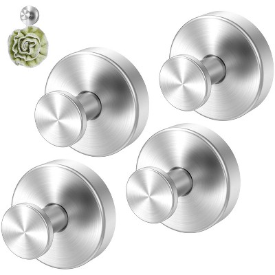 LunaLulinlk 4Pcs Suction Cup Hooks Holds up to 15lbs Suction Hook Reusable Vacuum Cup Hanger Easy to Install Suction Cup Wreath Hook Silver