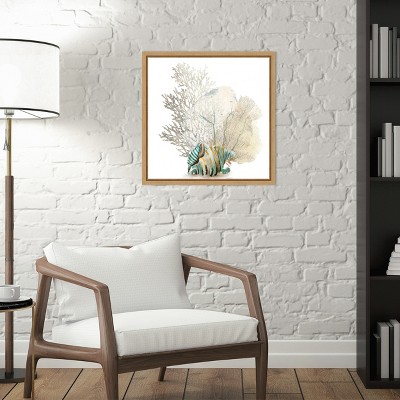 Coral and Conch Shell Canvas Print with Wood Frame