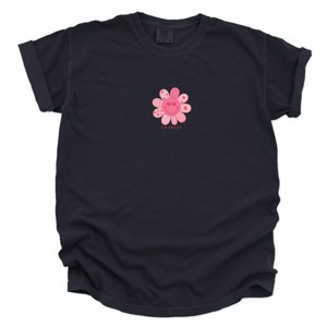 S.W.Smiley Patchwork Flower Hearts - Women's Garment Dyed Graphic T-Shirt - 1 of 4