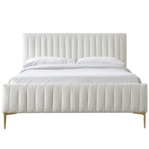 Omax Decor,Julia Wood and Fabric Upholstered Queen Platform Bed - 1 of 4