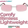 grinderPUNCH Small Slim 90's Popular Nineties Rectangular Sunglasses Clear Rimless Eyewear (Gold Frame - Brown) - 2 of 4