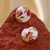 Women's The Wild Flower Stud Earrings - Nude Pink:Scarlet Red - 2 of 4