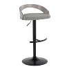 LumiSource Set of 2 Grotto Adjustable Barstools Black Metal/Light Gray Wood/Light Gray Fabric - 2 of 4