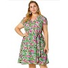 Agnes Orinda Women's Plus Size Casual Floral Tie Waist Short Sleeve Knee Length A Line Dresses - 4 of 4