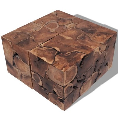 vidaXL Stool Set of 4 Brown Solid Teak Medium Modular Stool Square