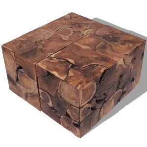 vidaXL Stool Set of 4 Brown Solid Teak Medium Modular Stool Square - 1 of 4