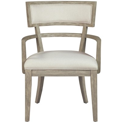 Bedford Gray Wood Accent Chair with Linen Upholstery