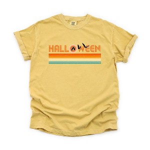 Simply Sage Market Women's Retro Halloween Stripes Short Sleeve Garment Dyed Tee - 1 of 4
