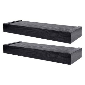 High & Mighty 18-Inch Modern Flat Edge Profile Dry Wall Installation Floating Shelf Holds Up To 15 lbs for Plants, Photos, and Books, Black (2 Pack)