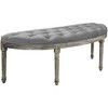 TiramisuBest Vintage Semi-Circle End of Bed Bench, Upholstered Bedroom Entryway Bench with Tufted Velvet-Touch Fabric & Rubberwood Legs, Gray - 2 of 4