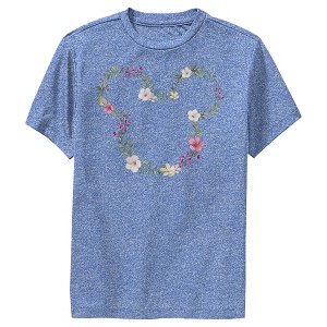 Boy's Disney Mickey Mouse Flower Crown Silhouette Performance Tee - 1 of 4