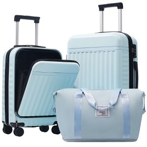 Kumasinova Hard-Shell Luggage,Set of 3,2 Expandable Suitcases with TSA Lock & Travel Bag,Front Opening Luggage with USB Ports,20"&24" - 1 of 4