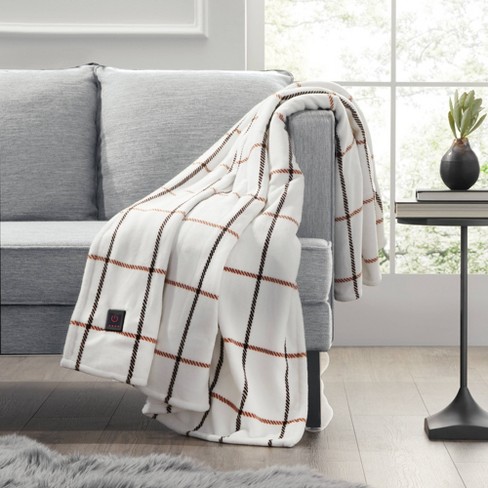 50x60 Cozy Heated Throw Blanket Camel Window Pane - Brookstone : Target